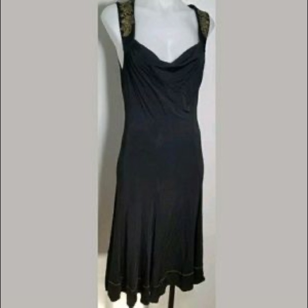 Just Cavalli Black Sleeveless Dress Gold Detail 4